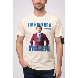 Lucky Brand Anchorman Ron Burgundy Big Deal Graphic Tee Cream S 7M85228